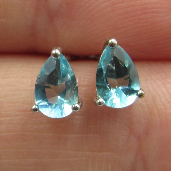Jewelry - Sterling Tear Drop Blue Cubic Zirconia Earrings